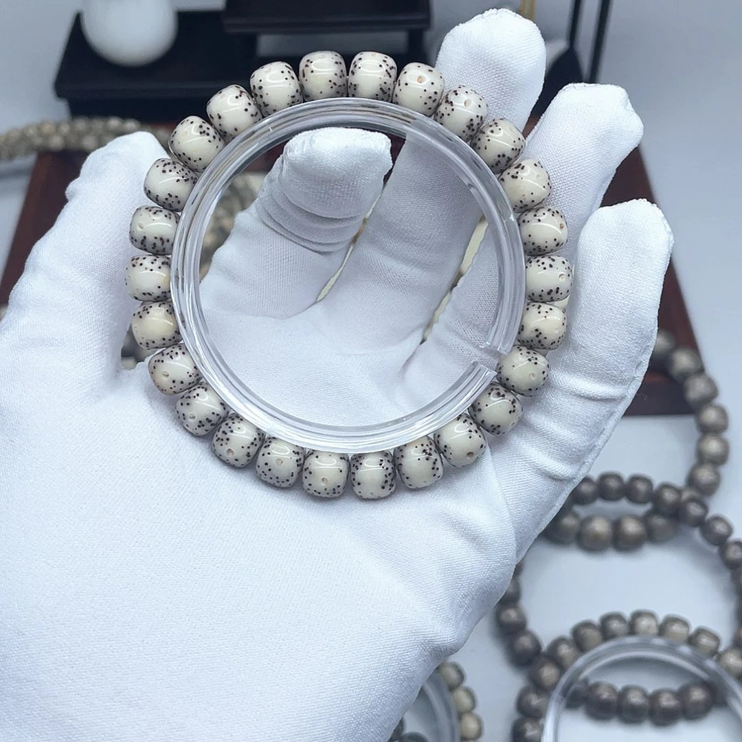 手串星月菩提9×8通体留白糯冰小细星B36