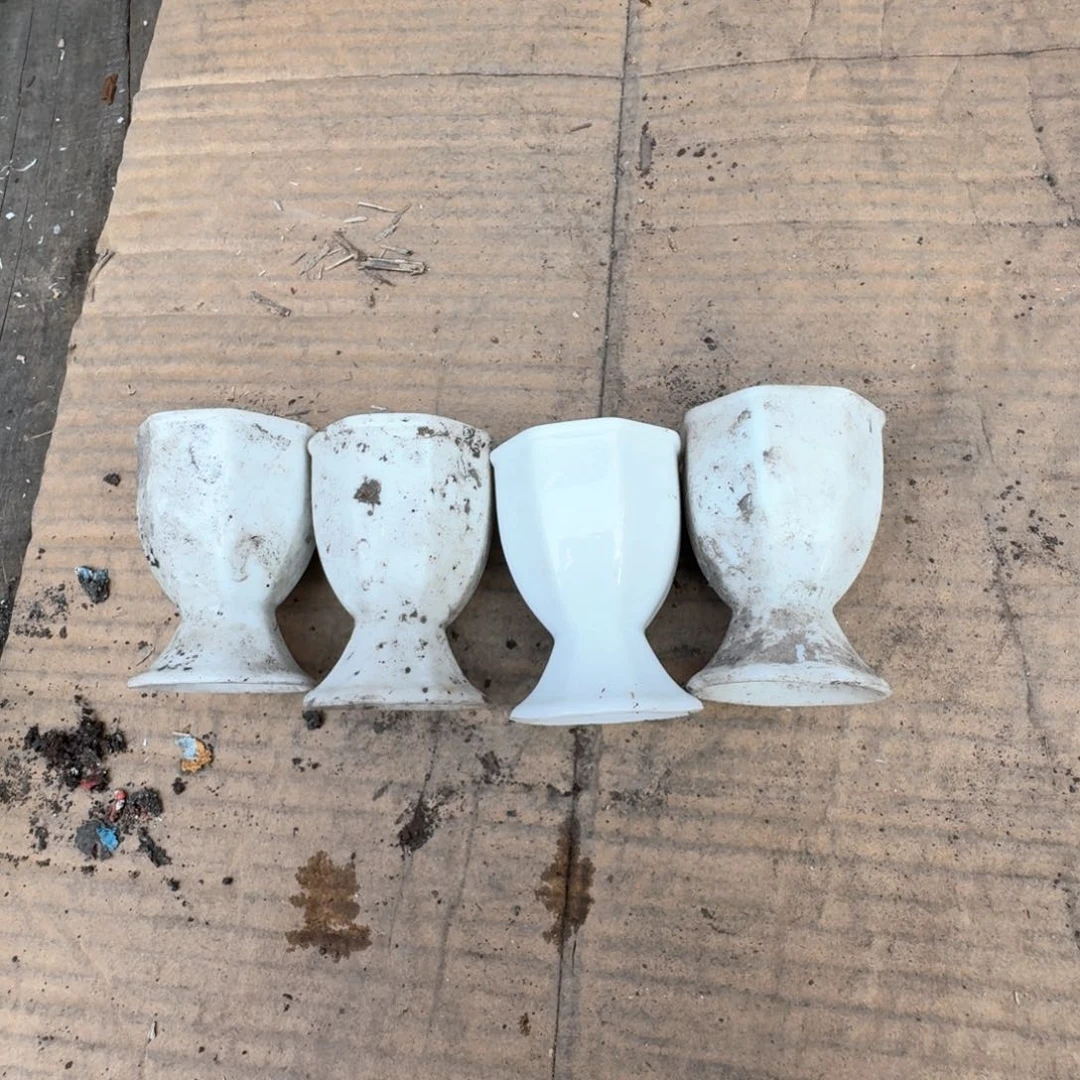 瓷片景德镇高温陶瓷老白胎玉泥高脚杯4只