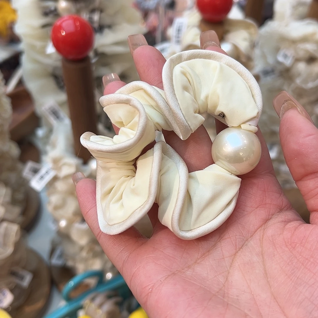 布艺铁合金米黄色面膜发圈