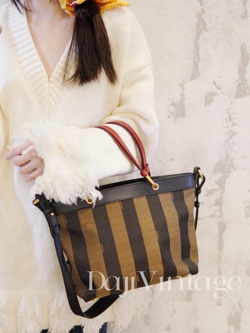 95新 FENDI/芬迪 大吉中古/FENDI芬迪胡桃木托特手提斜挎包