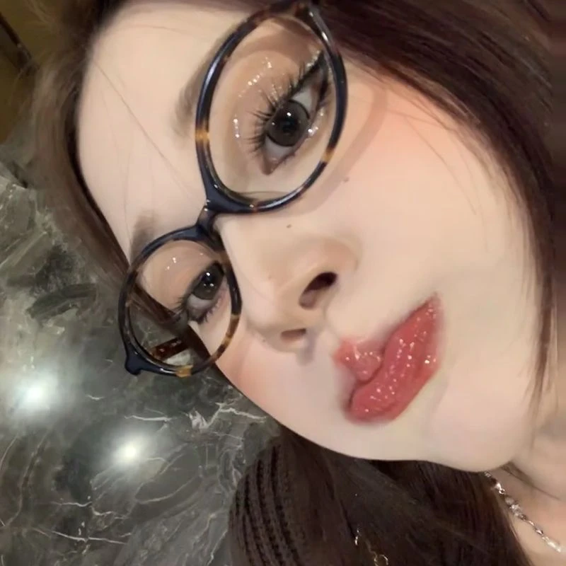 韩版书呆子眼镜女小框椭圆张元英同款眼镜框复古玳瑁素颜防蓝光镜