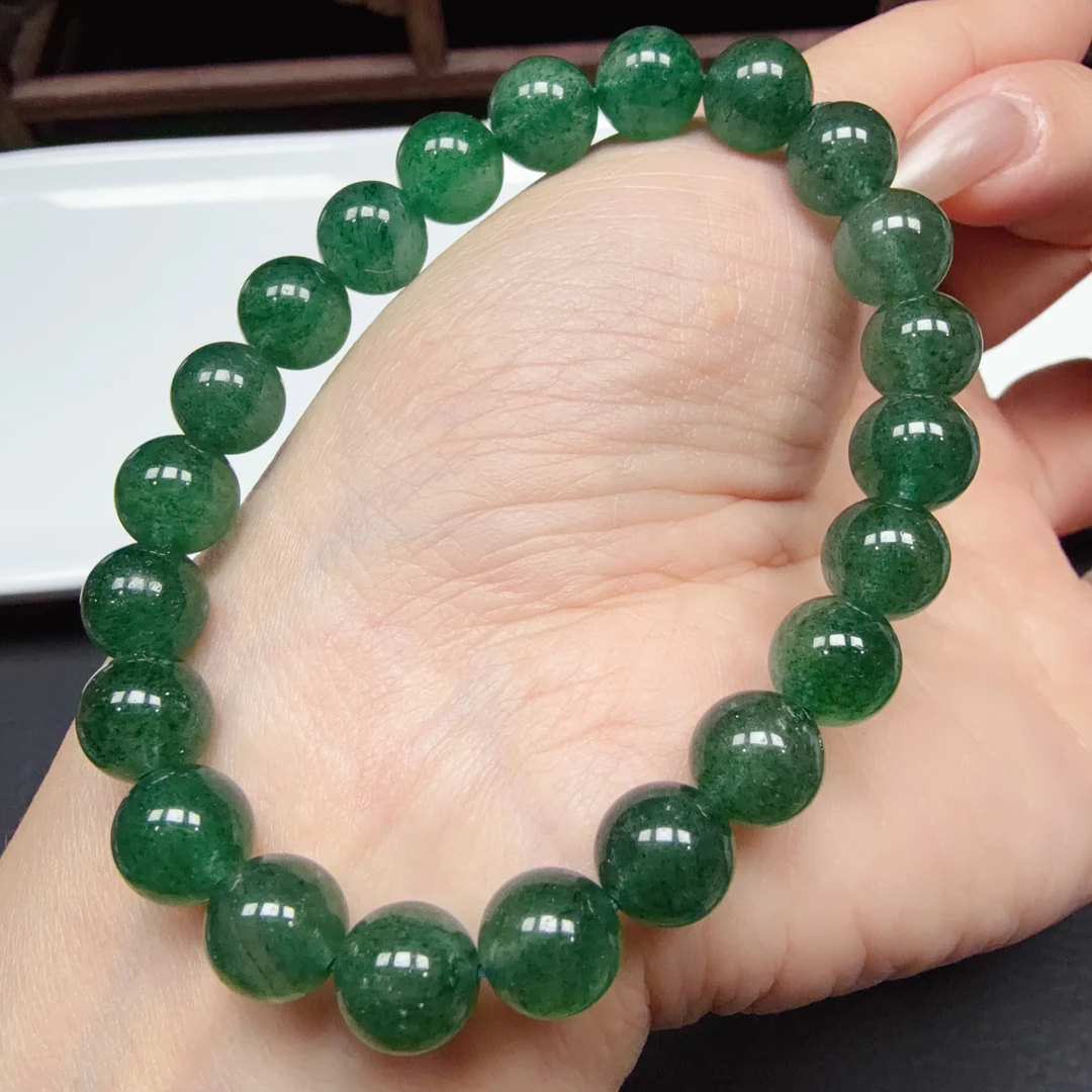 【绿草莓晶 68】圆珠手串8+