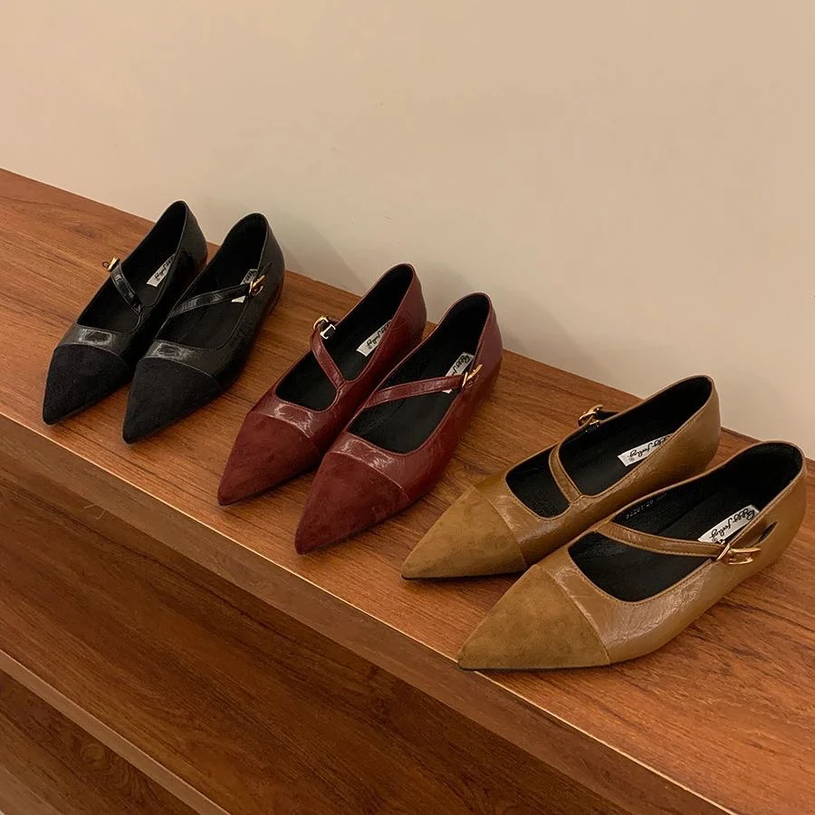 法式尖头红色2025年内增高气质单鞋通勤百搭女鞋鞋子芭蕾风