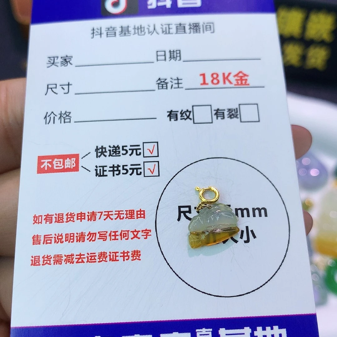 吊坠(不含链)18K金镶嵌翡翠錢*