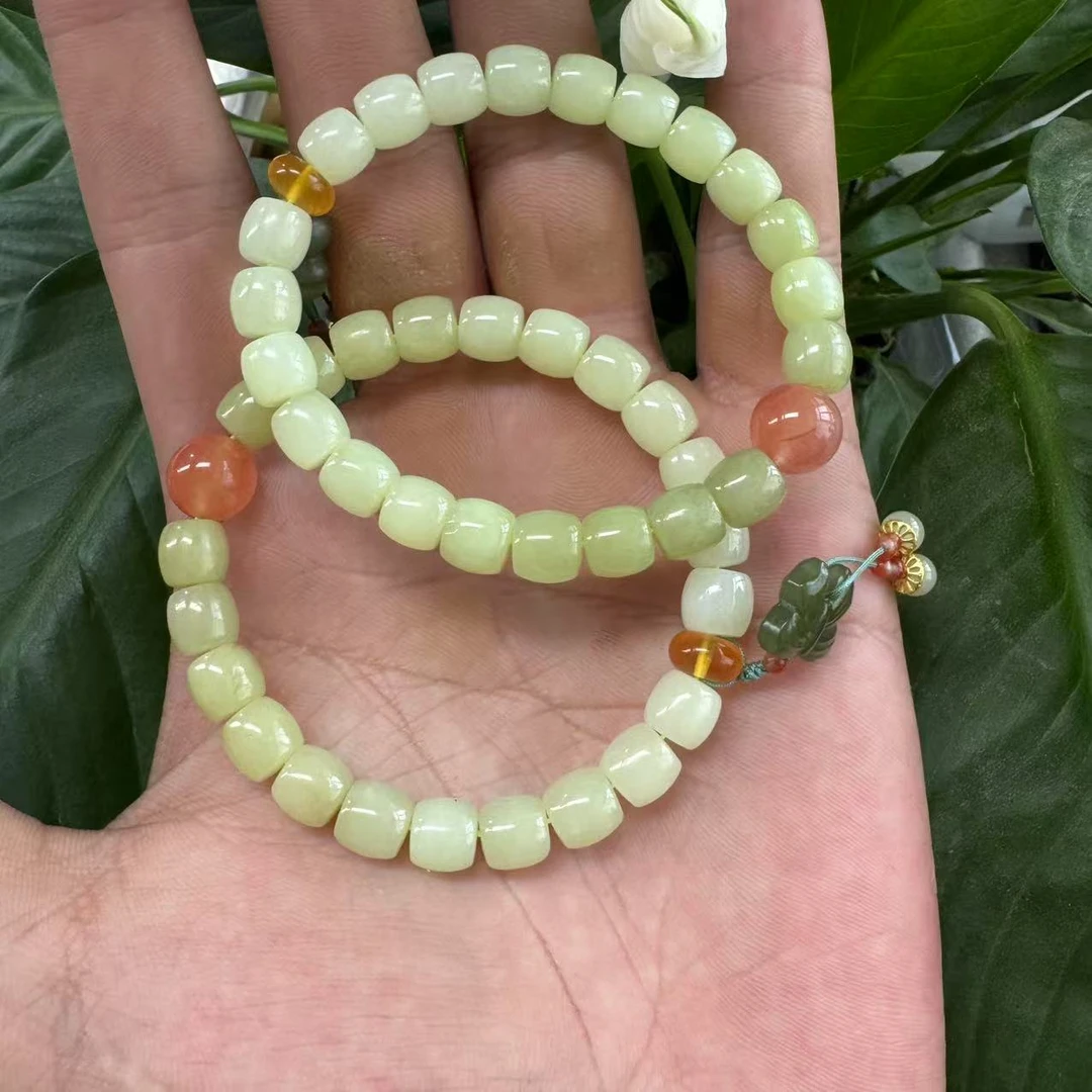 D317 天然和田玉黄口卡8左右直切手串 拍一发一多样性发其一