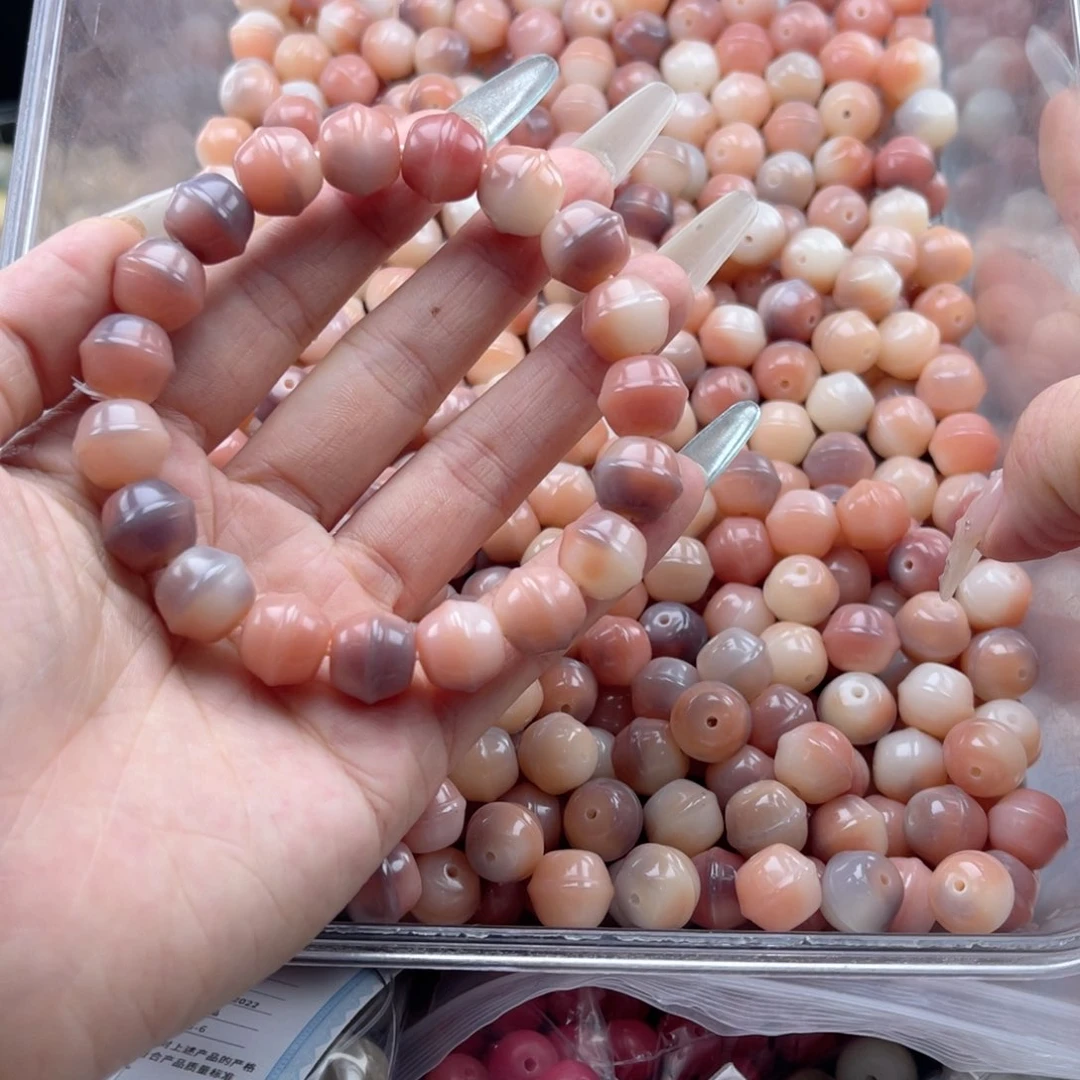 白玉菩提吊坠wc13mm/30+3颗粉紫蜜罐