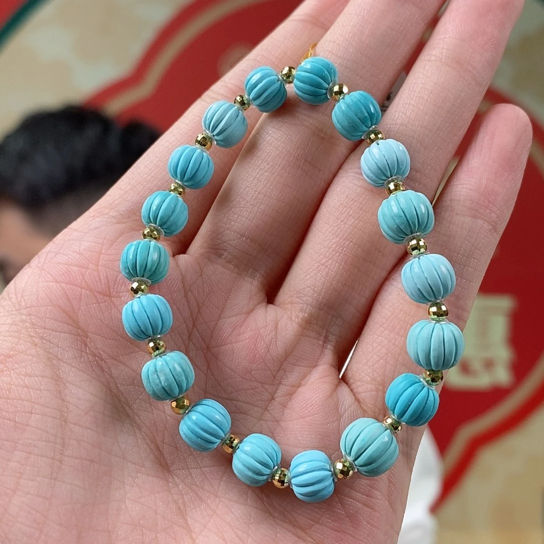 绿松石18K金镶嵌珠宝奇石