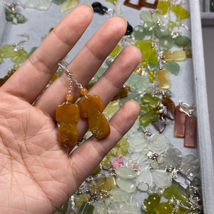 【闪购商品】未镶嵌蛇纹石玉挂件耳饰耳环项链