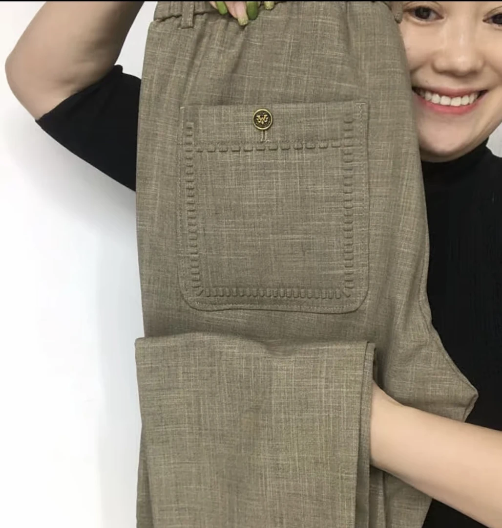 8523款男士夏季薄料高档弹力冰麻休闲百搭直角裤