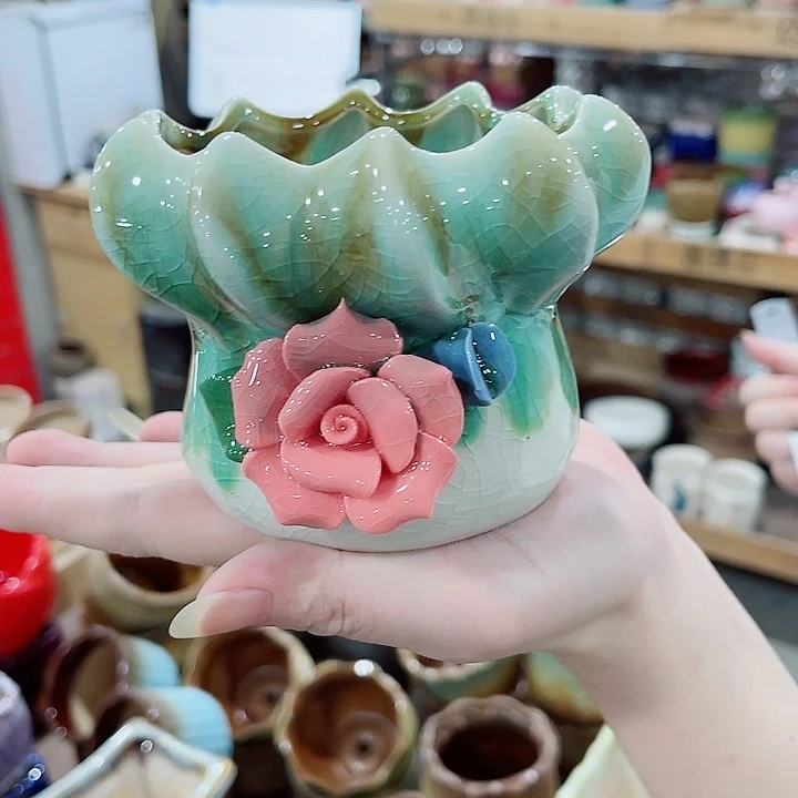 有孔，凑10元包邮陶瓷花盆发货！