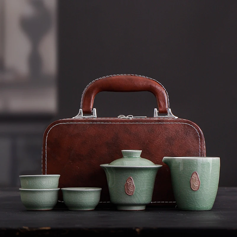 旅行汝窑茶具高档哥窑功夫茶具套装公司旅行茶具旅行茶具套装便携