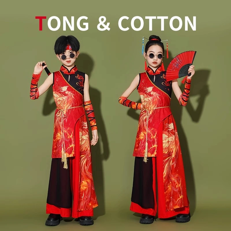 六一中国风啦啦队儿童演出服国潮运动会班服新中式舞蹈打鼓表演服