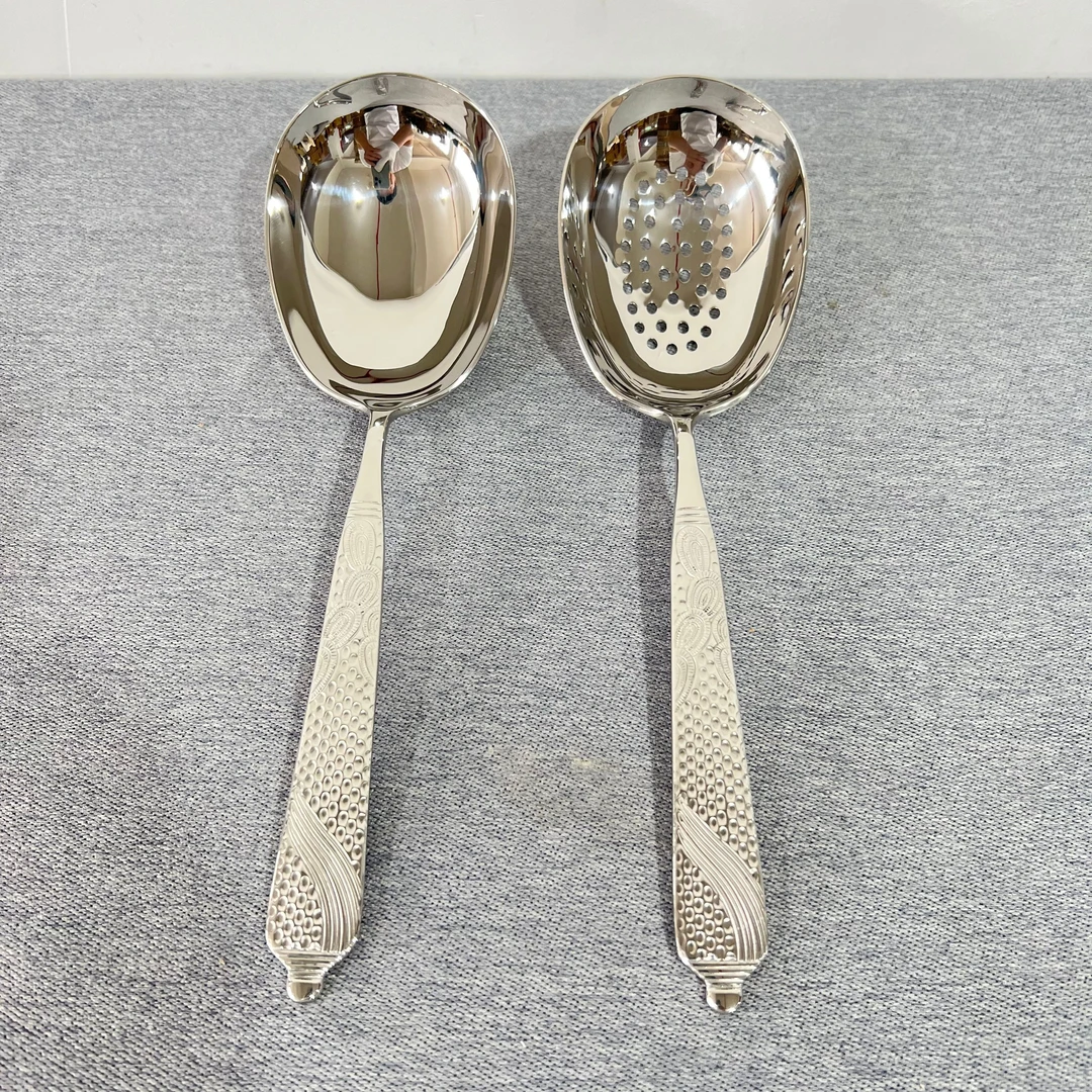 B15 VOKO孔雀花大公用勺 304不锈钢家用汤勺漏勺