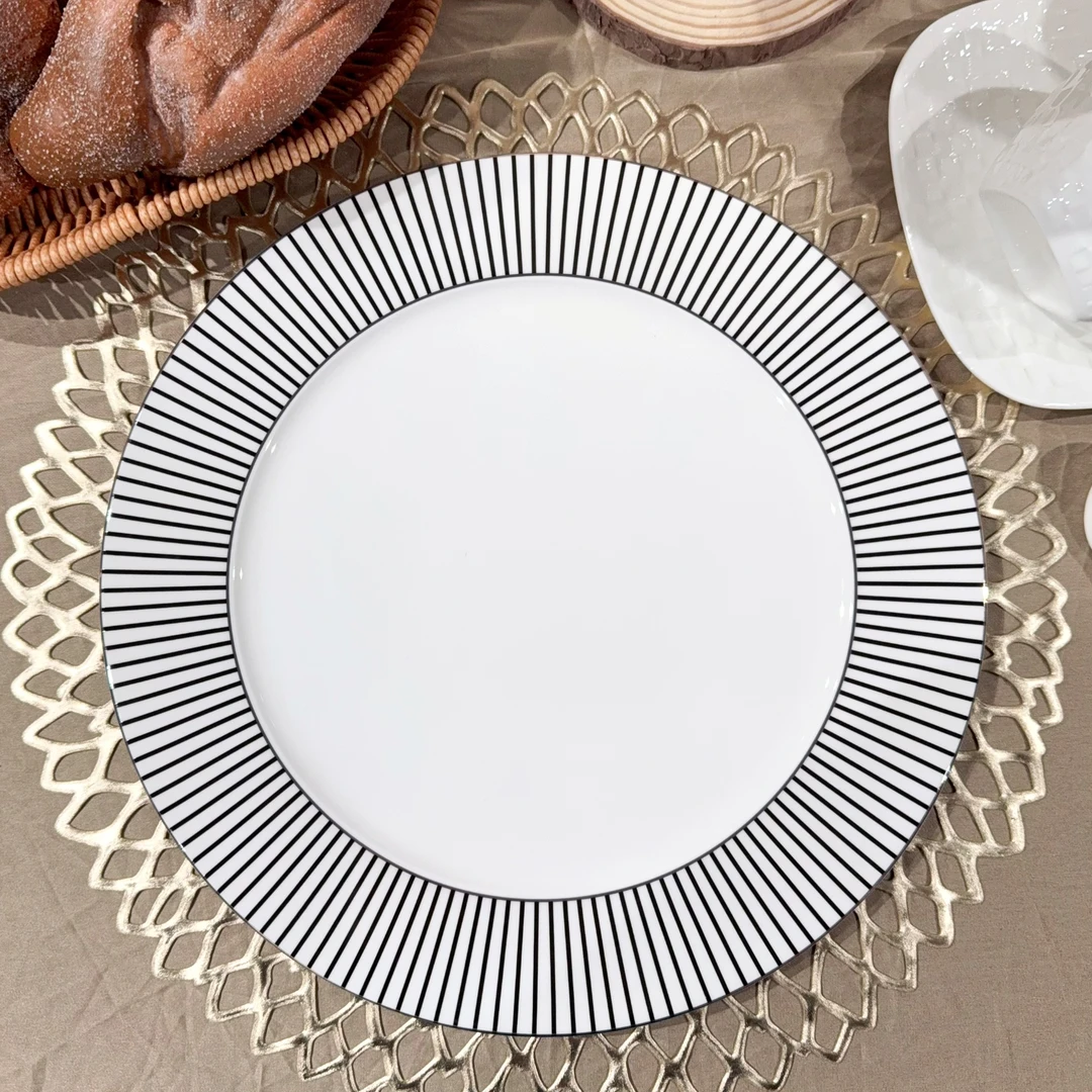 【高骨简约12寸】高档12寸30㎝轻奢装饰盘挂盘45%骨瓷  外贸骨瓷餐具