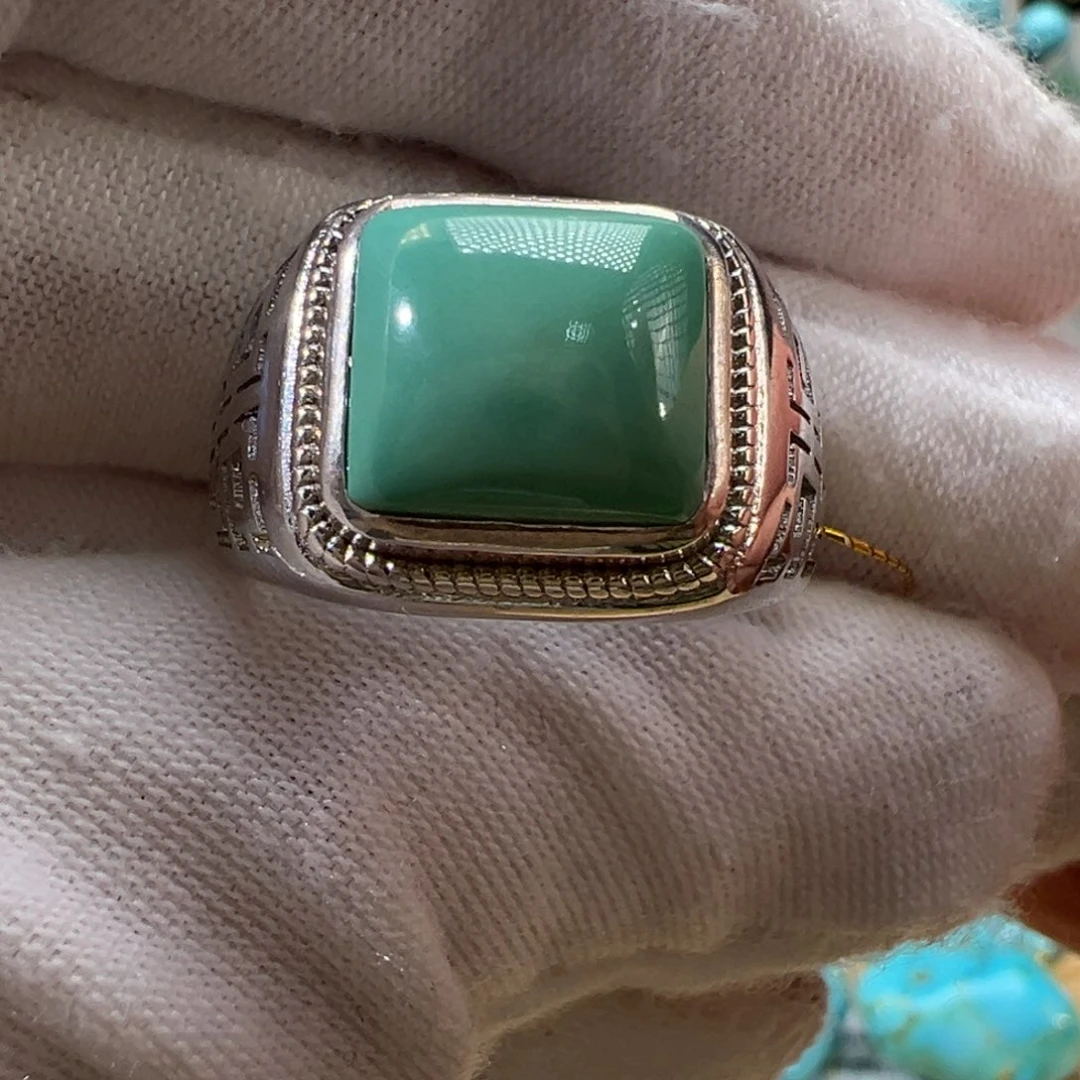 绿松石银S925镶嵌戒指