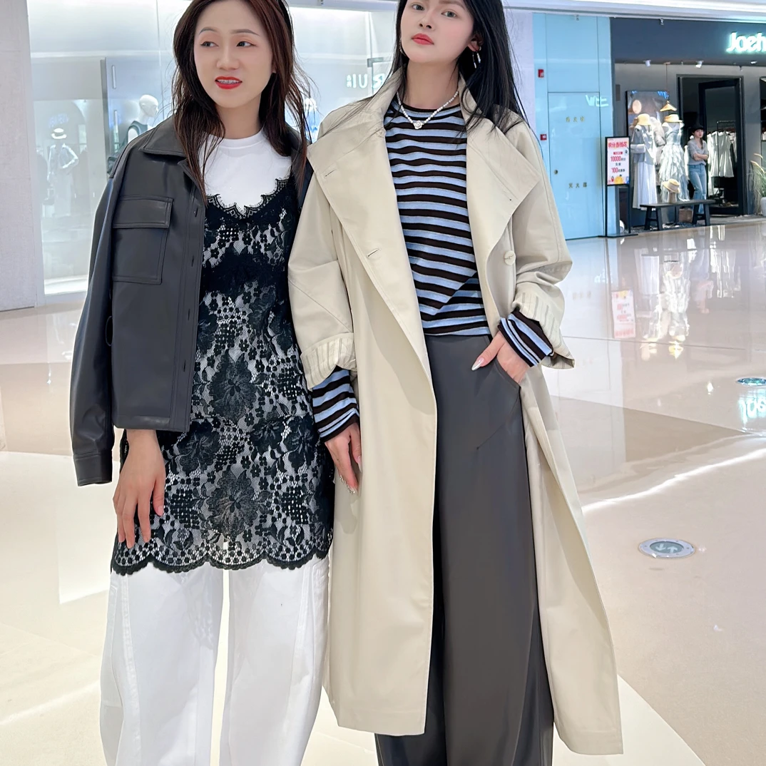 早秋美式英伦风宽松气质长款女士风衣外套0013+0152+0158