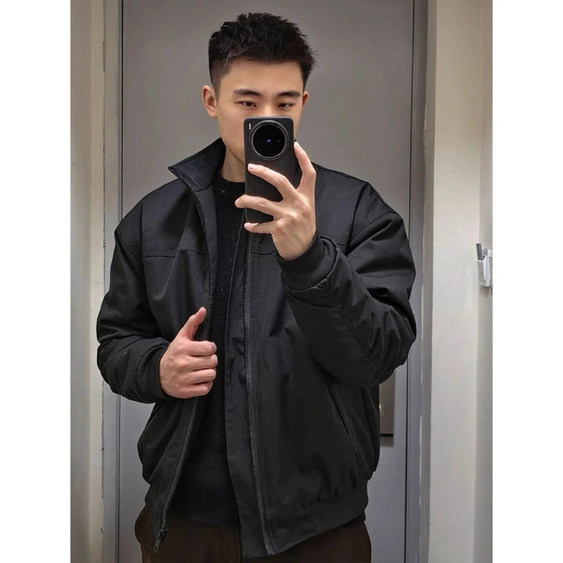 黑色教练飞行员夹克男款春季痞帅百搭立领工装外套cleanfit棒球服