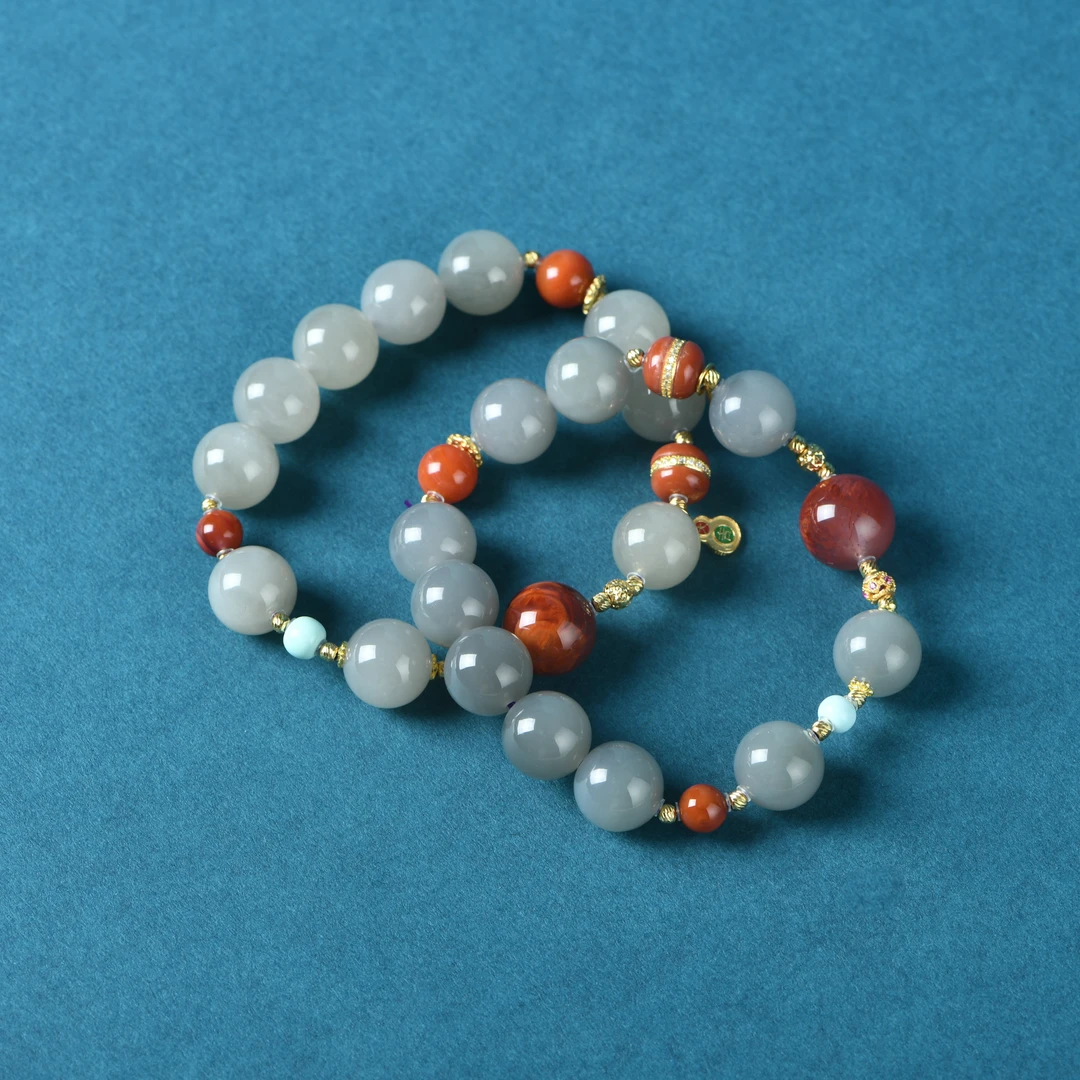 和田玉烟紫1.1南红火焰纹1.2手链S925银配饰（多样性发其一）