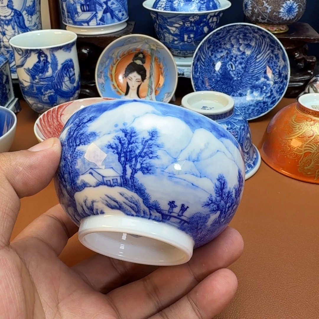 半***烟杯子景德镇全手工手绘陶瓷