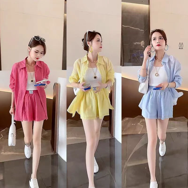 防晒衣短裤套装女2025夏季新款时尚网红御姐小香风减龄休闲三件套