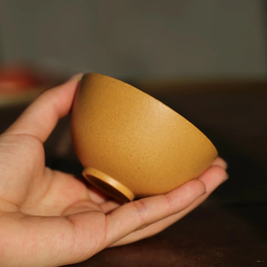 金碗紫砂主人杯礼盒原矿金黄段泥满水110毫升