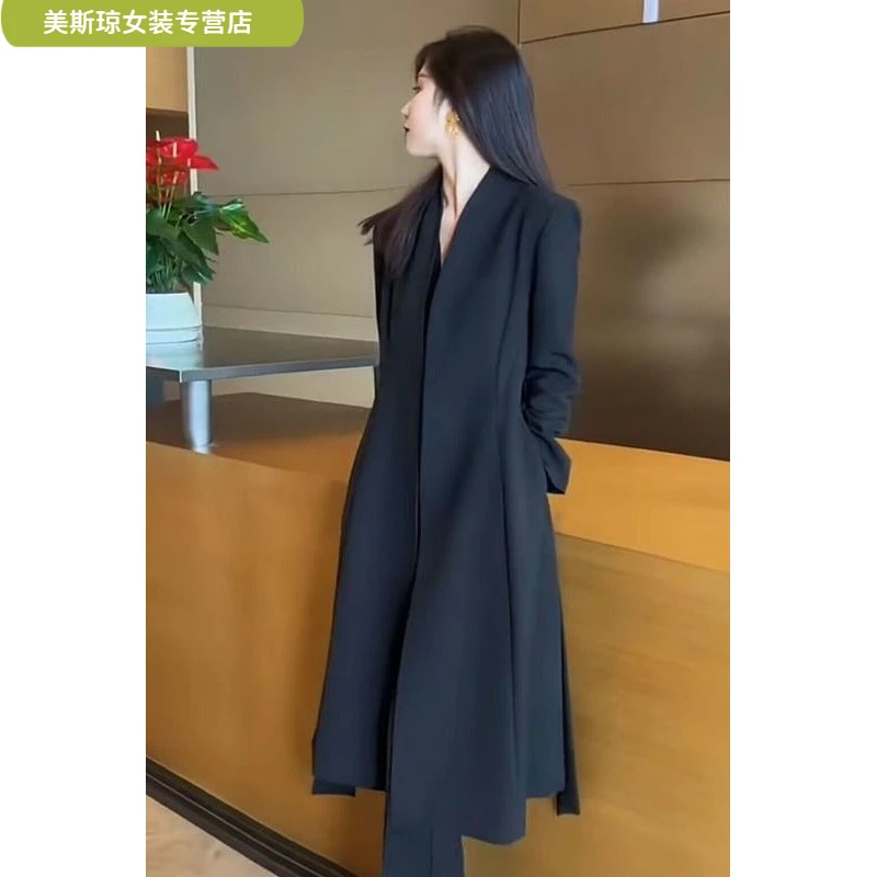 ll女装2025年春季气质时尚纯色净版风衣外套小众韩版女士ll