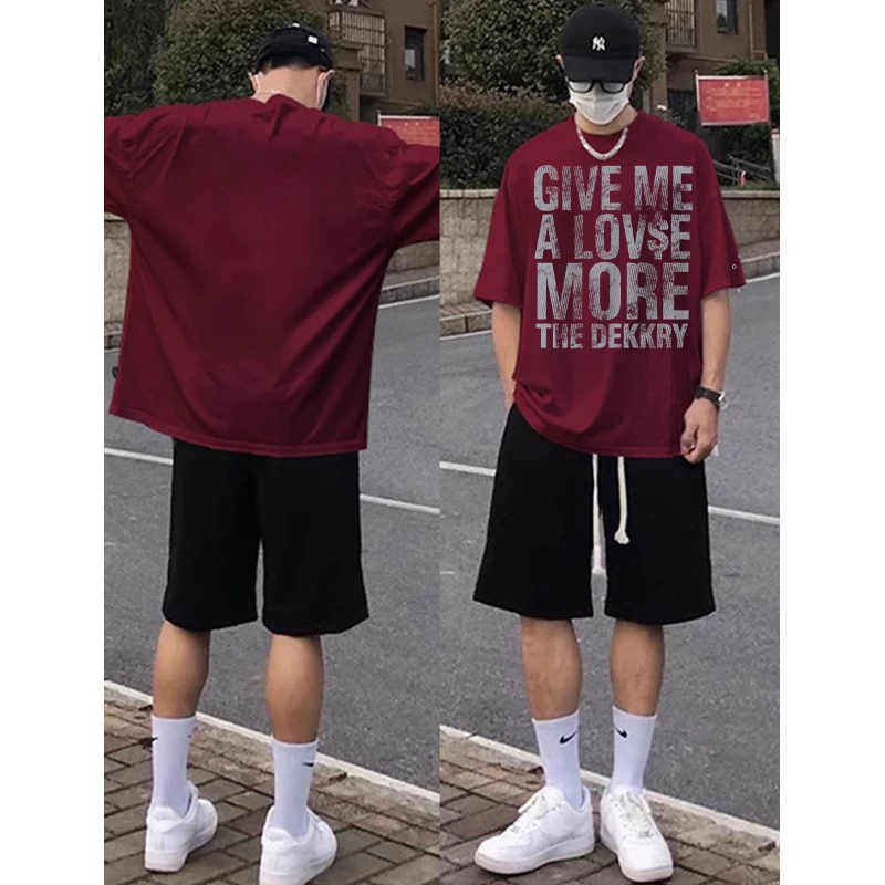 设计感破损字母印花男春夏季宽松百搭纯棉短袖T恤打底重磅上衣女