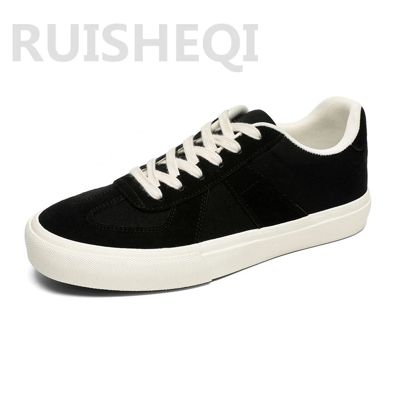 黑色德训鞋男款低帮平底休闲板鞋男士潮流百搭运动秋季韩版板鞋