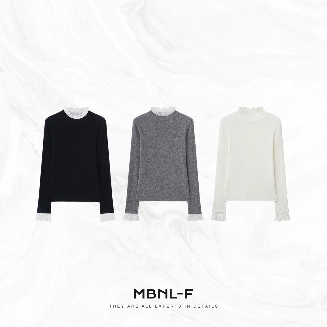 MBNL-F“花领打底” 48支双股绵羊毛14针定织长袖T恤秦磊XM-XMY2525