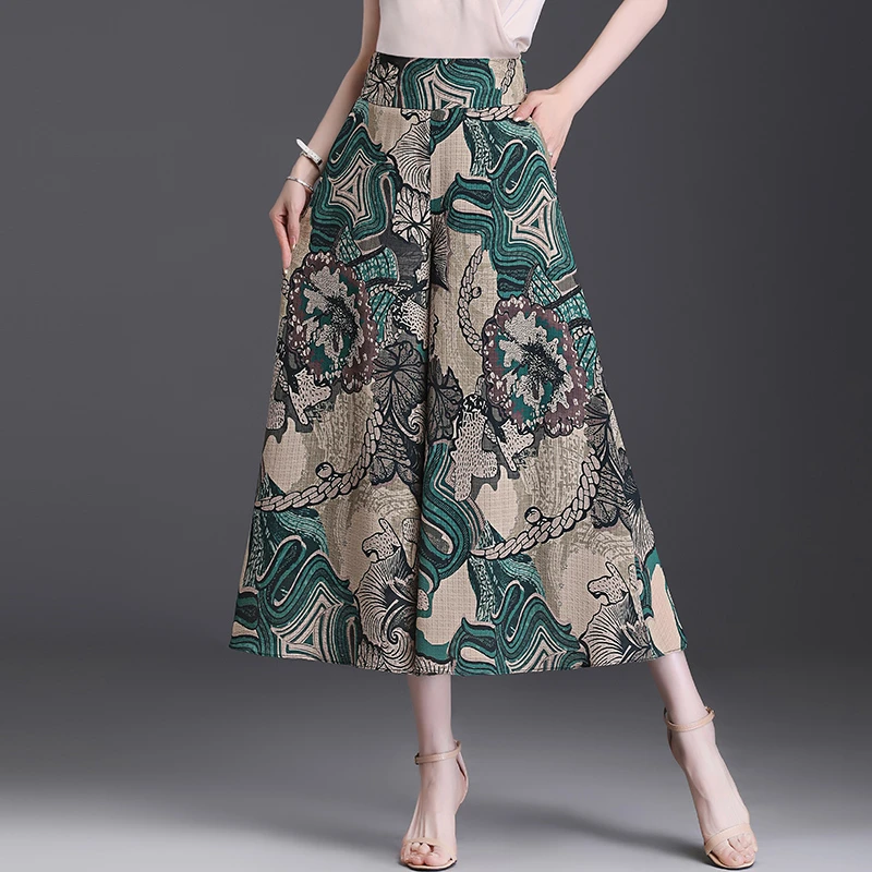 时尚气质阔腿裤裙女春夏季2025年新款高腰显瘦宽松休闲九分裤裙裤