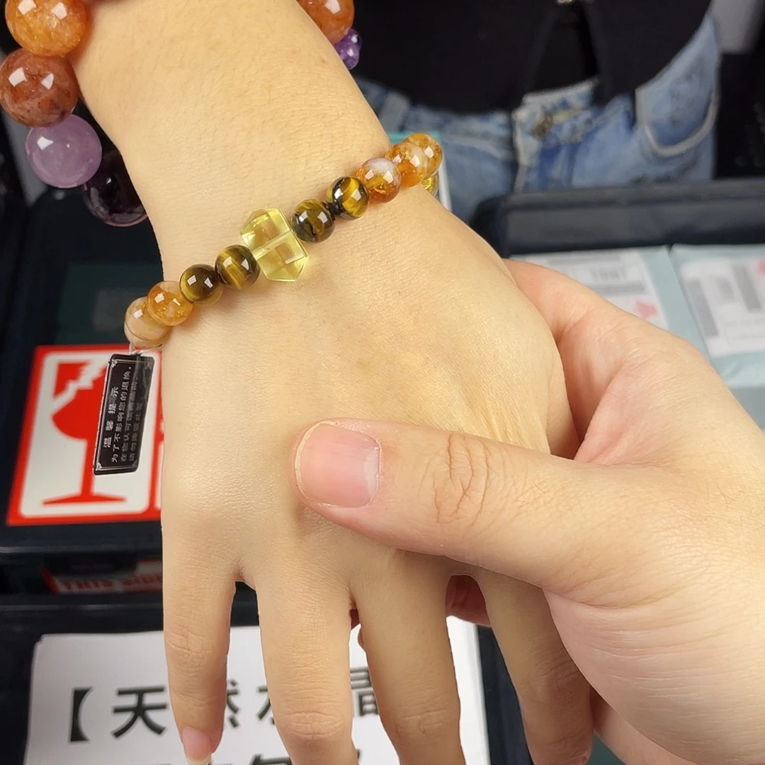 银S925镀金镶嵌水晶手串