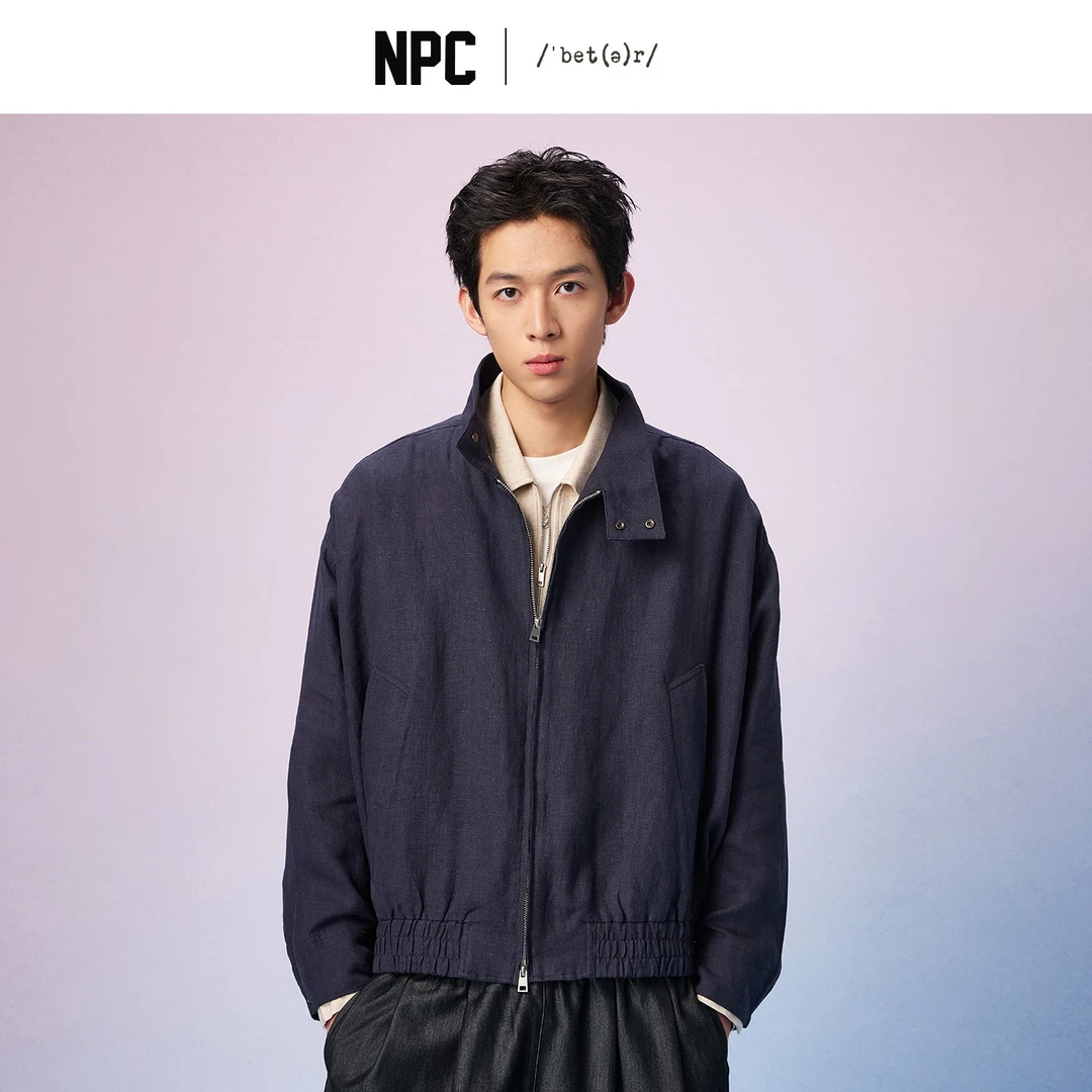NPC潮牌复古老钱风100%【汉麻】哈林顿夹克男短款拉链上新NP57TJ29
