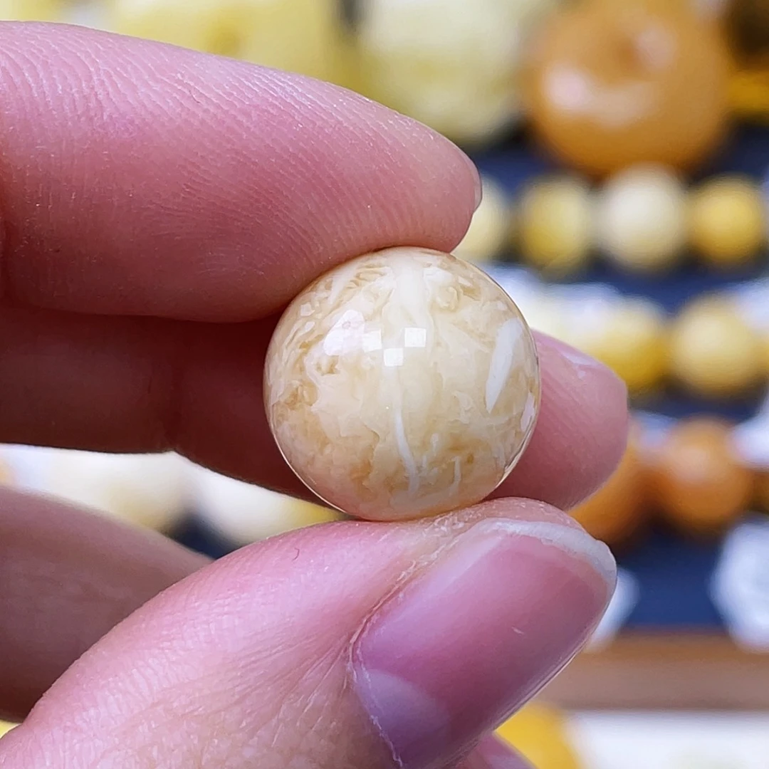 蜜蜡未镶嵌珠宝奇石真***远13.5mm浓蜡妖花 瑕疵福利