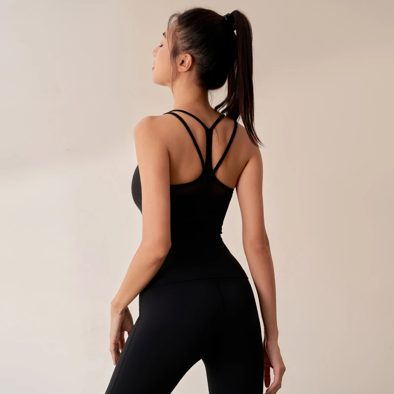BILABO/彼拉博A2-030瑜伽服长款美背运动背心带胸垫训练可外穿