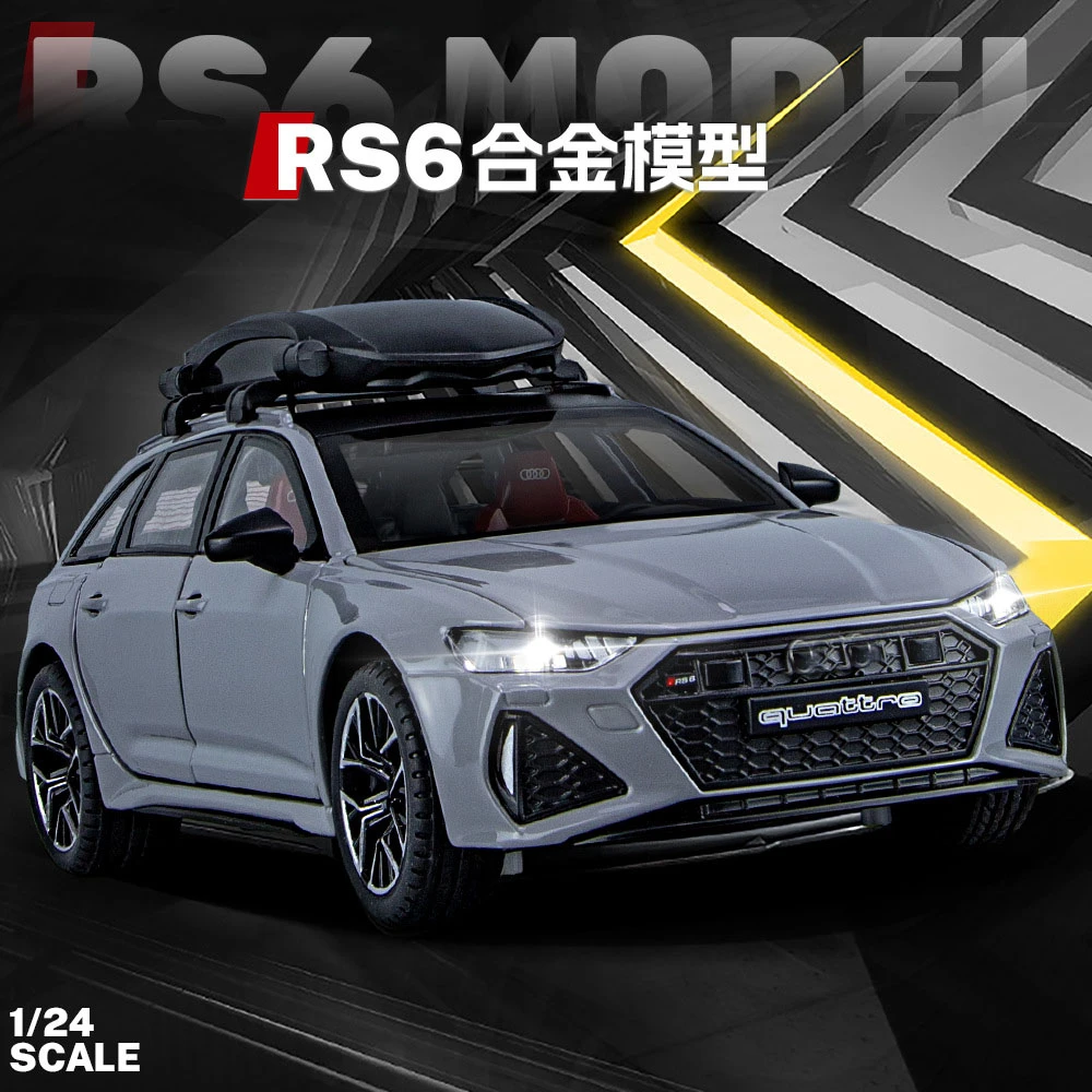 1;24车模RS6仿真合金汽车模型 六开门回力带声光功能精致耐摔2943
