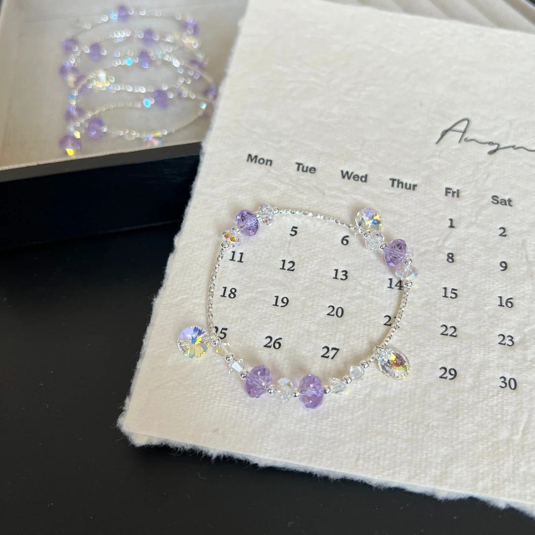 非金属仿水晶手链 【SL06施家手链】紫/SL0600109饰品S925银管