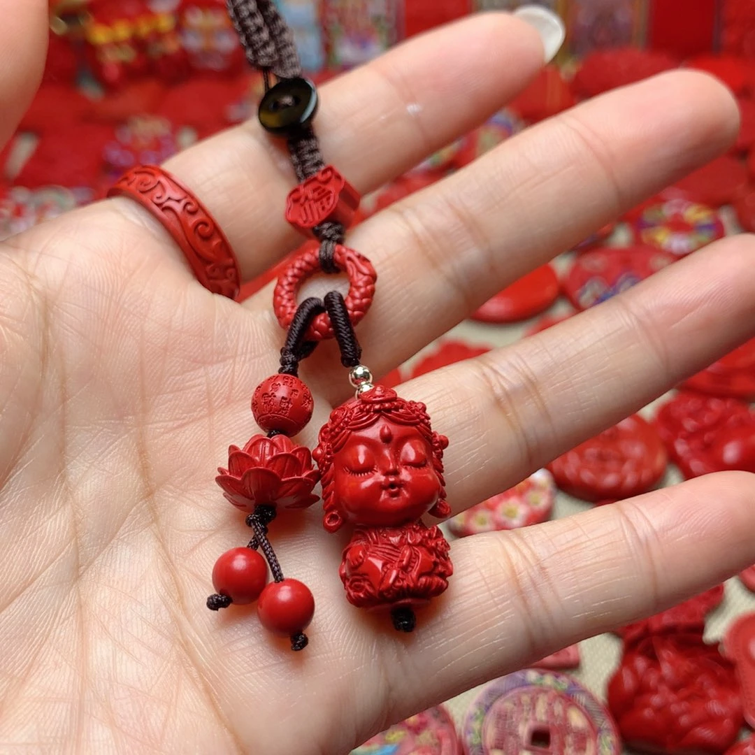 天然辰砂工艺品朱砂钥匙扣