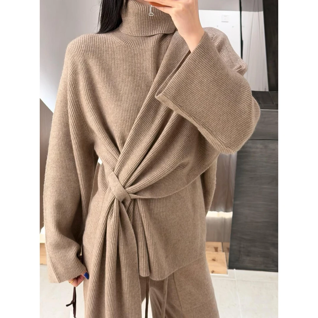 DAW STUDIO.1436联名系带羊绒高领毛衣