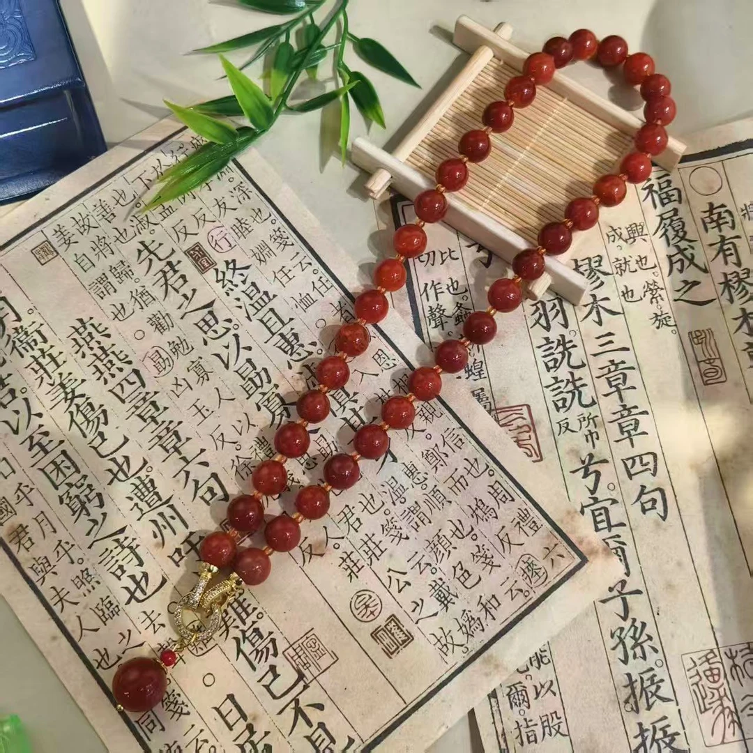 铜合金树脂项链 鸿运当头转运珠设计感精美项链