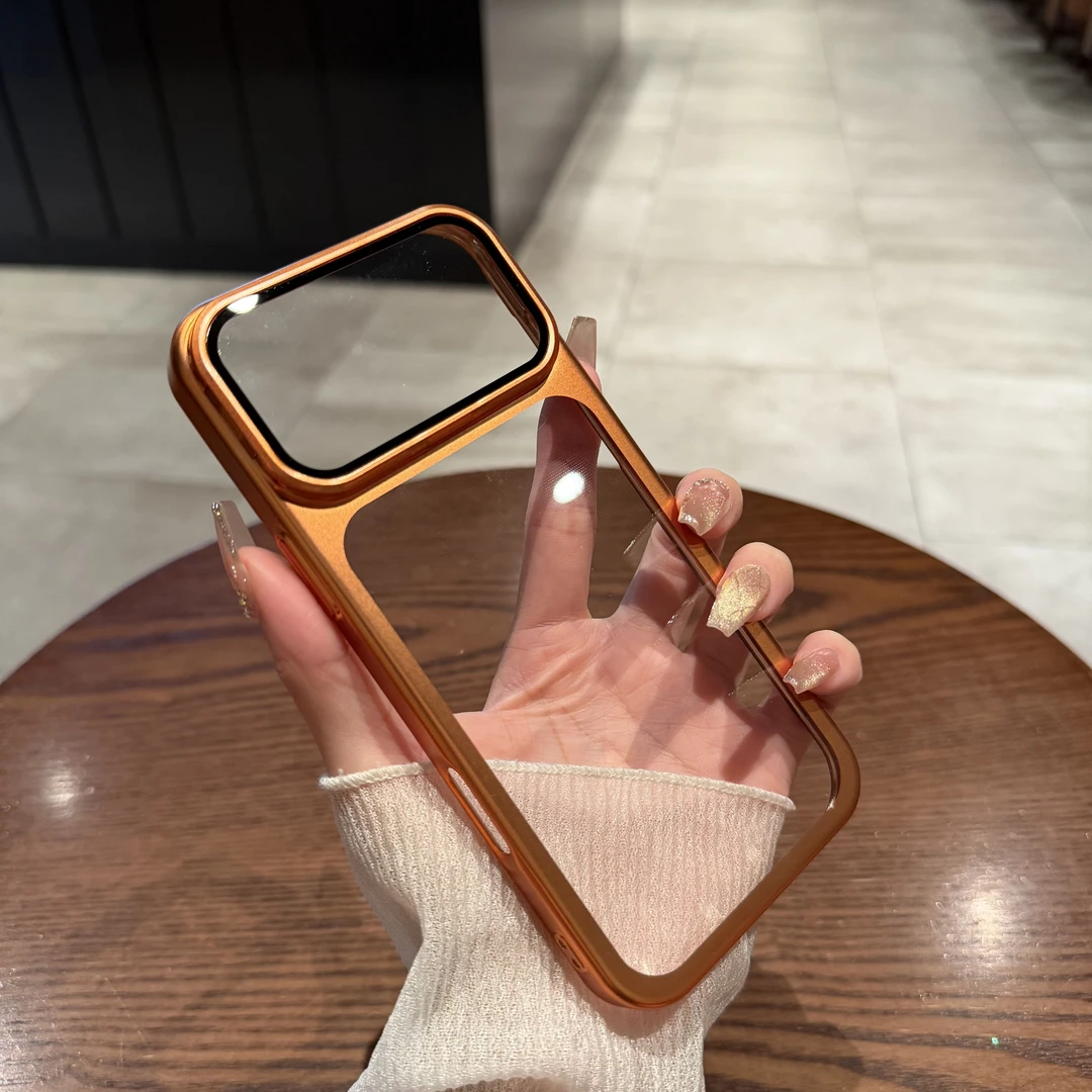 隐形镜头支架适用苹果17promax手机壳透明电镀简约创意防摔男女款