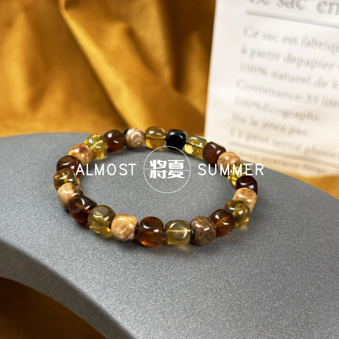 合金手链 【金棕老钱骰子珠手链手串】将夏