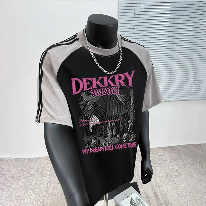 潮牌复古vibe创意印花纯棉半袖上衣男款夏季美式高街重磅短袖t恤