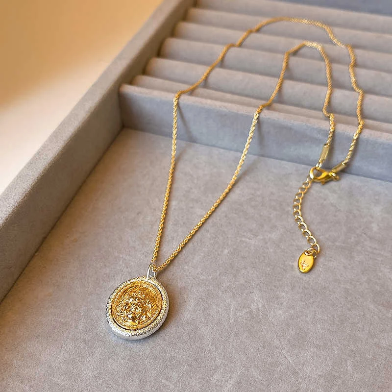 FM双面黄财神长款项链轻奢高级感毛衣链金氛围感新款项饰