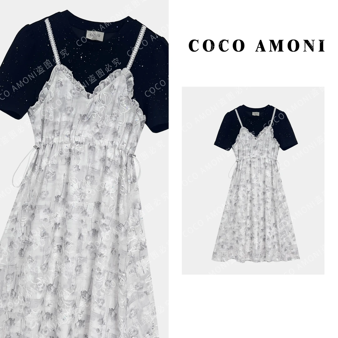 新款设计爆款高级感时尚女装拼接重工气质显瘦高定连衣裙AC211