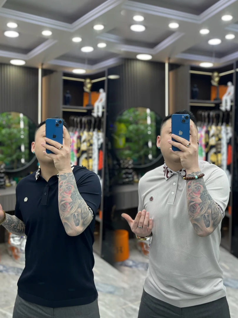 SH轻奢时尚高定男士徽章提花休闲Polo衫5663