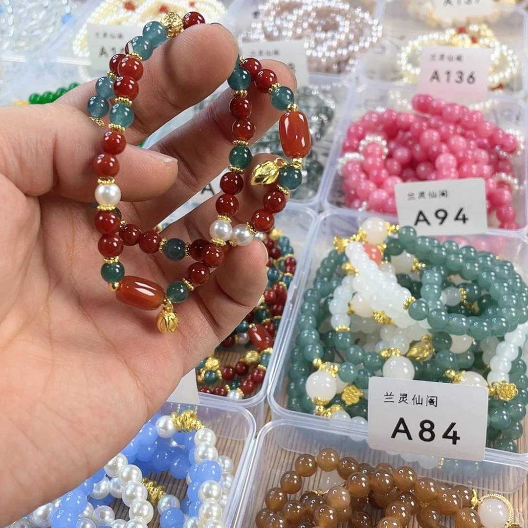 檀香木手串银S925镀金镶嵌