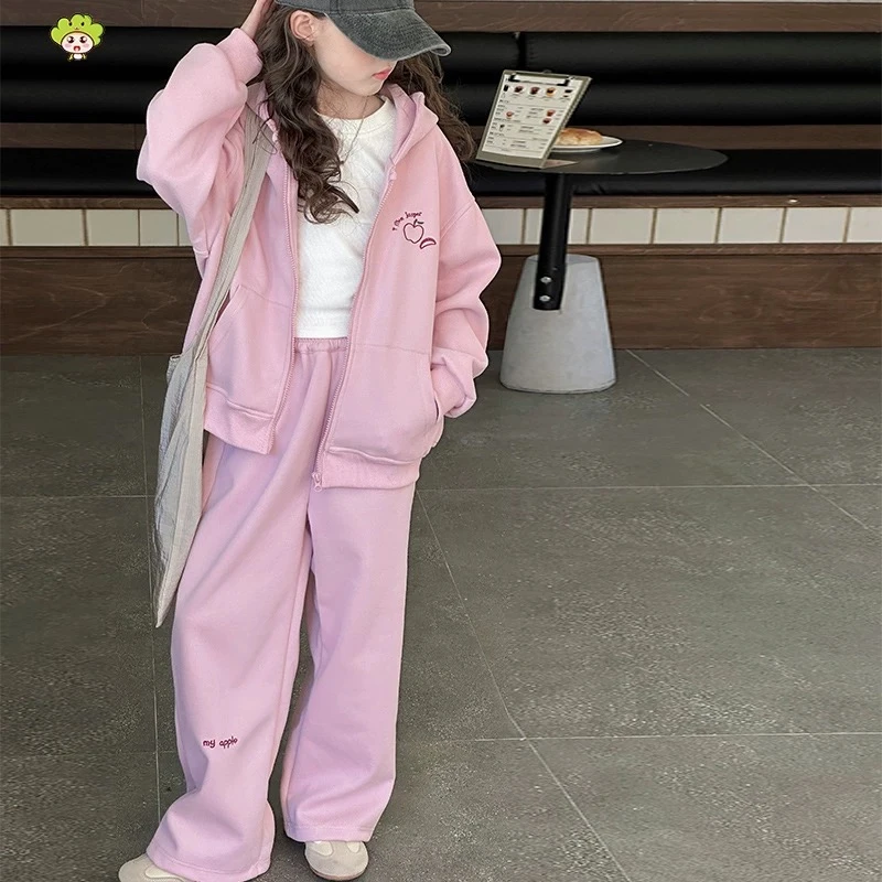 2025春韩版苹果刺绣带帽拉链开衫套装 D137 137 XF