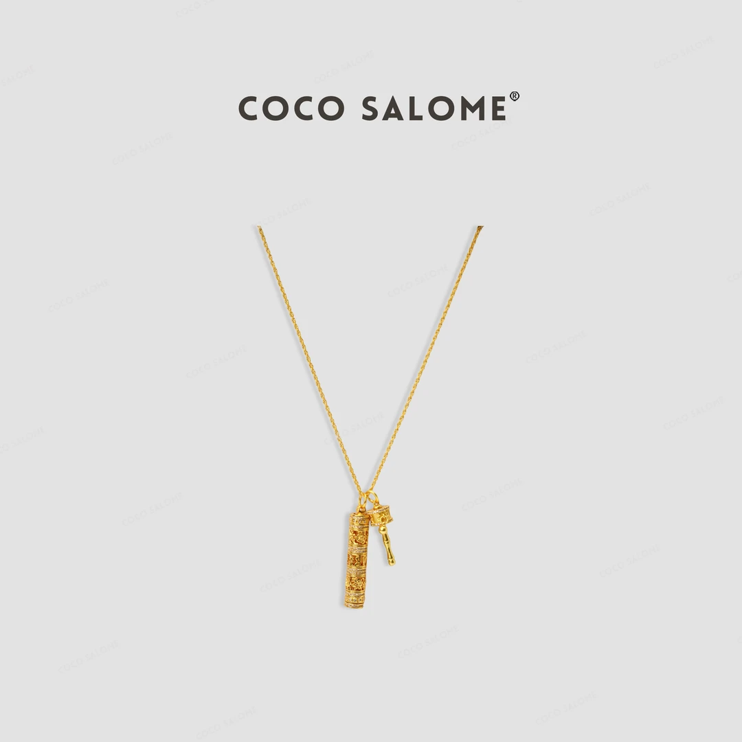 铜合金项链 COCO SALOME 八宝随身转经筒项链高级轻奢时尚 B178