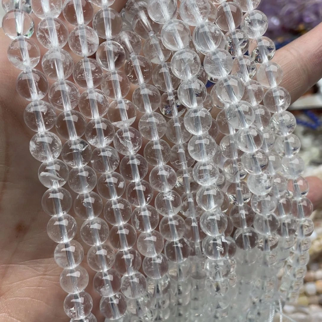 玛瑙/玉髓珠宝半成品未镶嵌一条装8mm白水圆珠