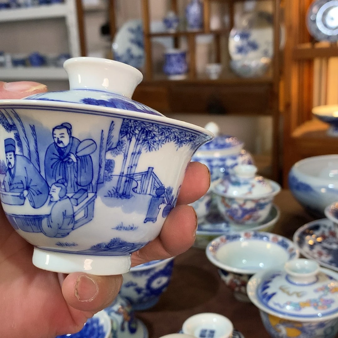 錡镇堂手工手绘盖碗